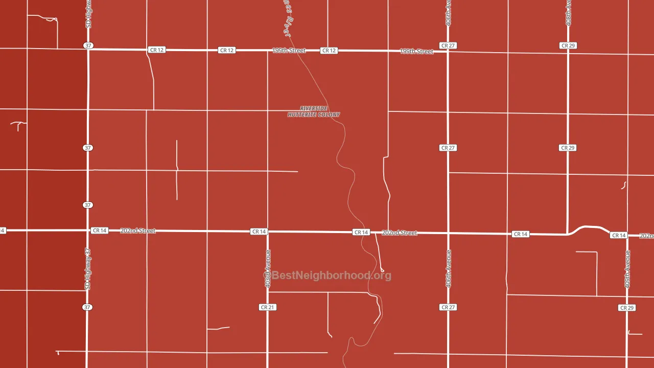Riverside Colony, SD block-group political-lean map