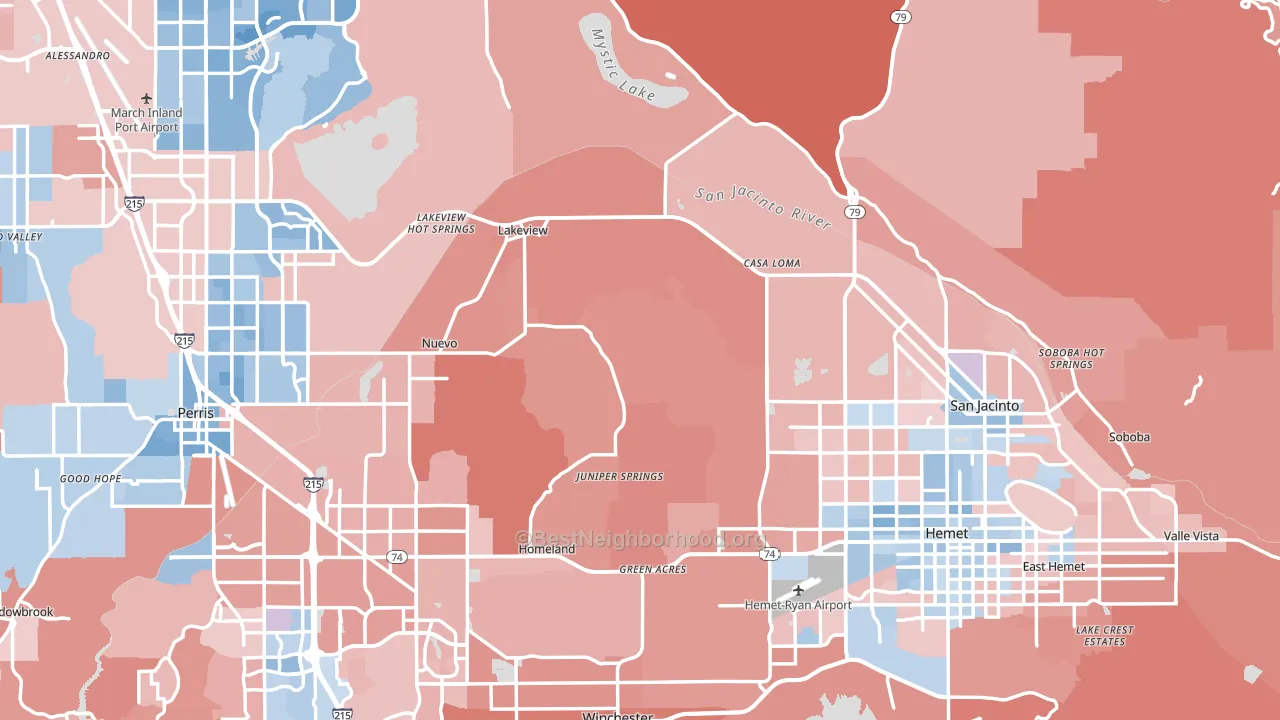 Riverside County, CA block-group political-lean map