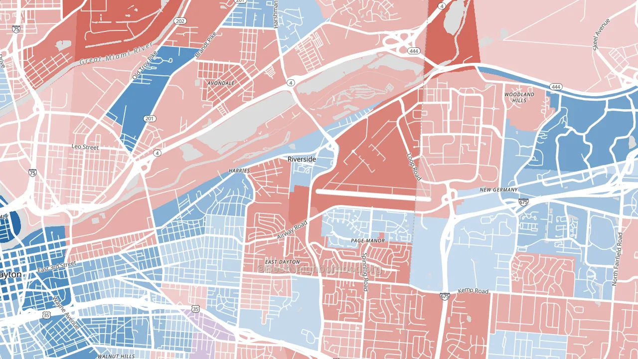 Riverside, OH block-group political-lean map