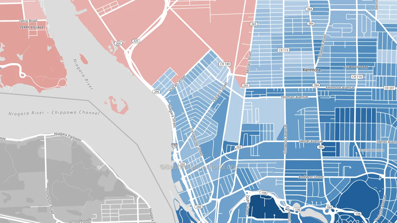 Riverside Park, Buffalo, NY block-group political-lean map