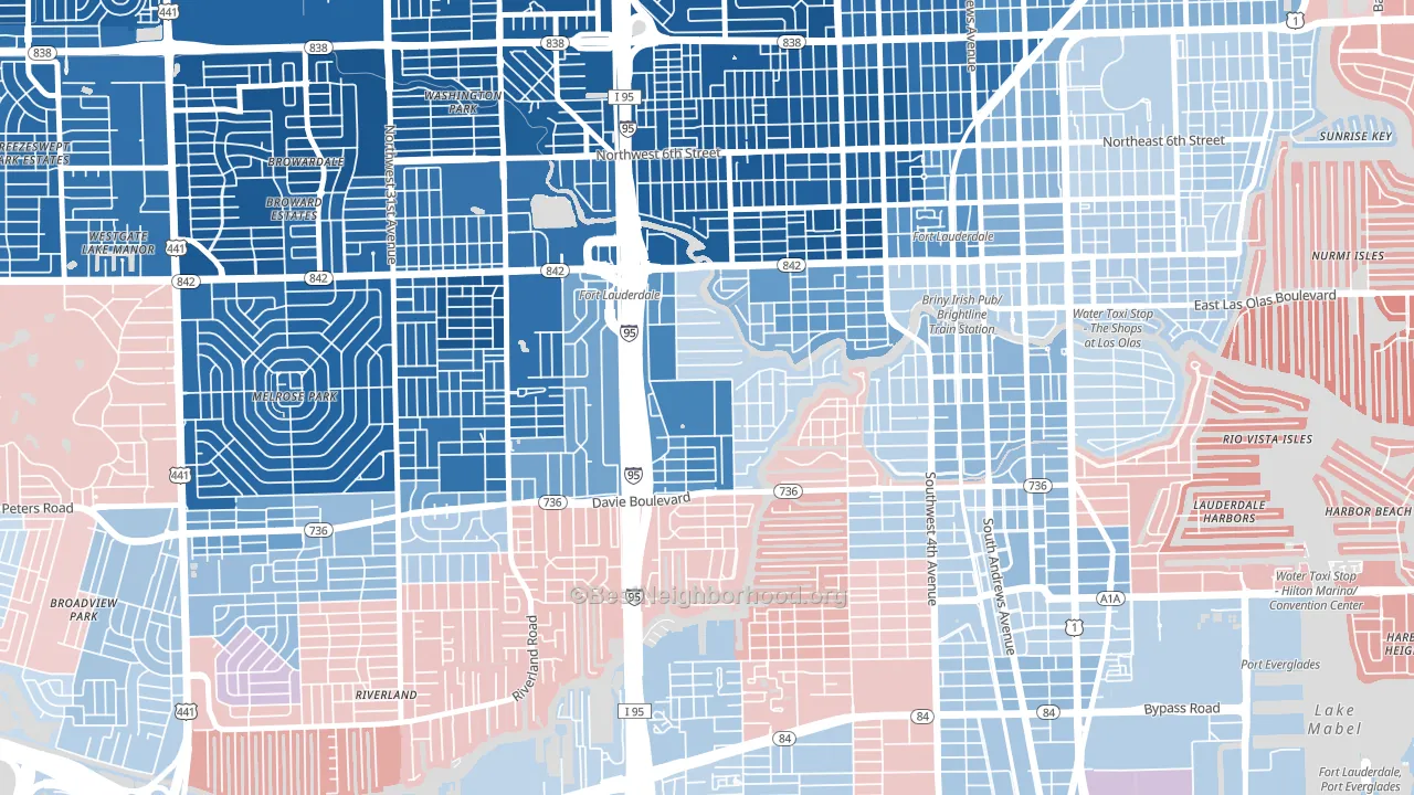 Riverside Park, Fort Lauderdale, FL block-group political-lean map