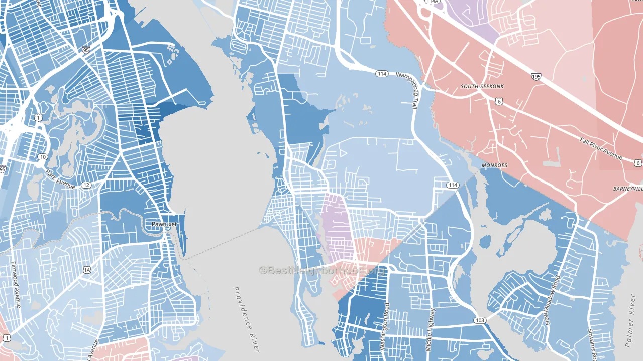 Riverside, RI block-group political-lean map
