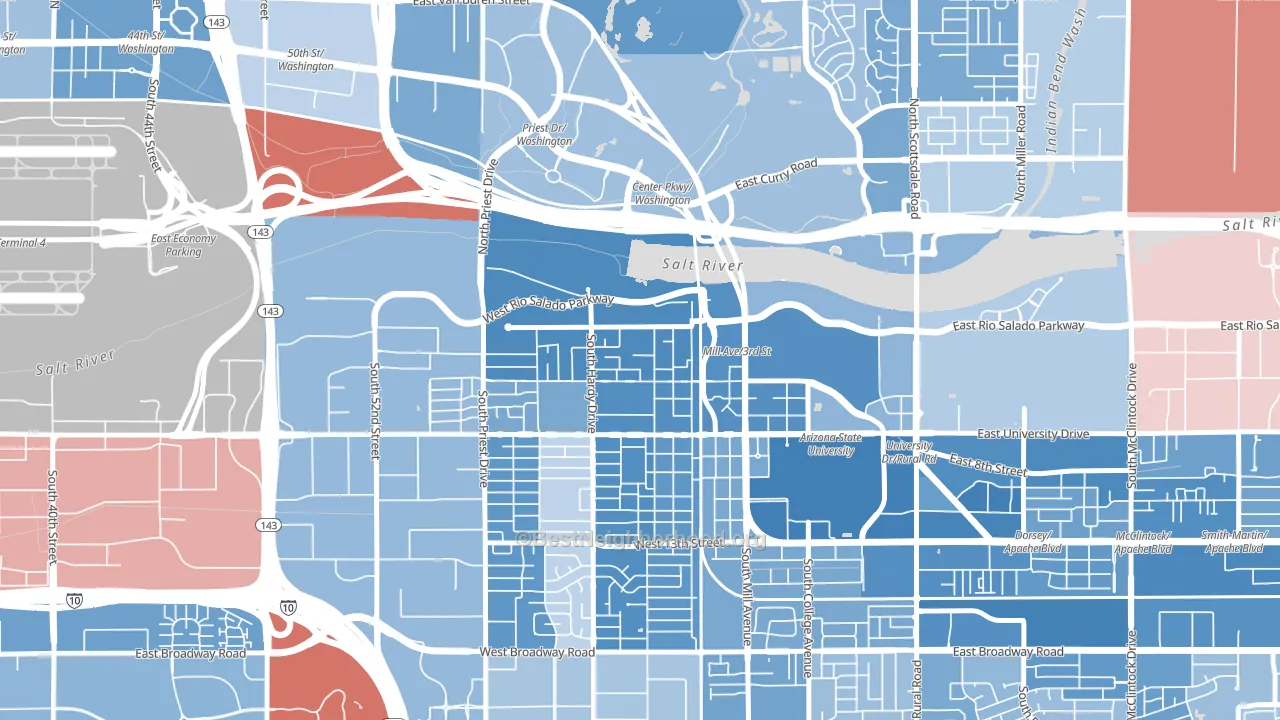 Riverside, Tempe, AZ block-group political-lean map