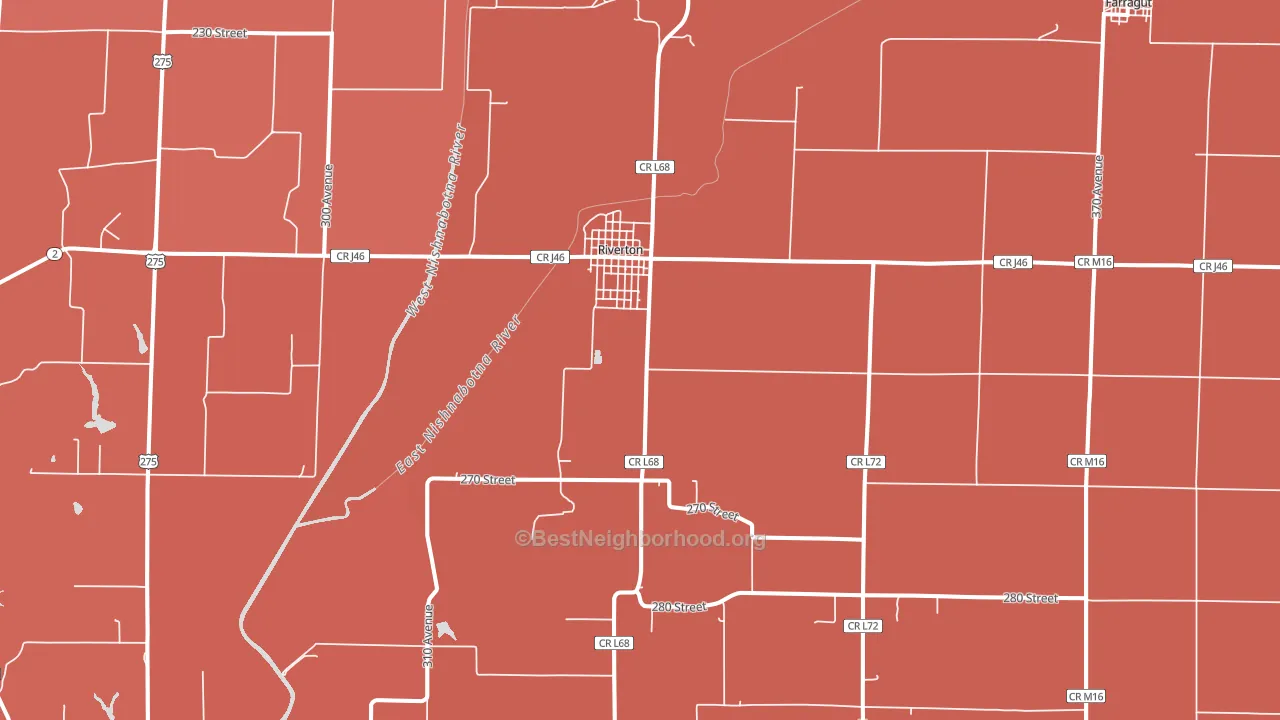 Riverton, IA block-group political-lean map