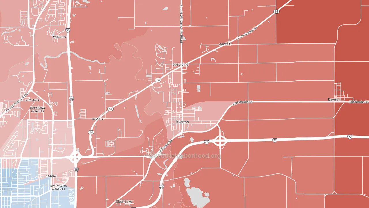 Riverton, IL block-group political-lean map