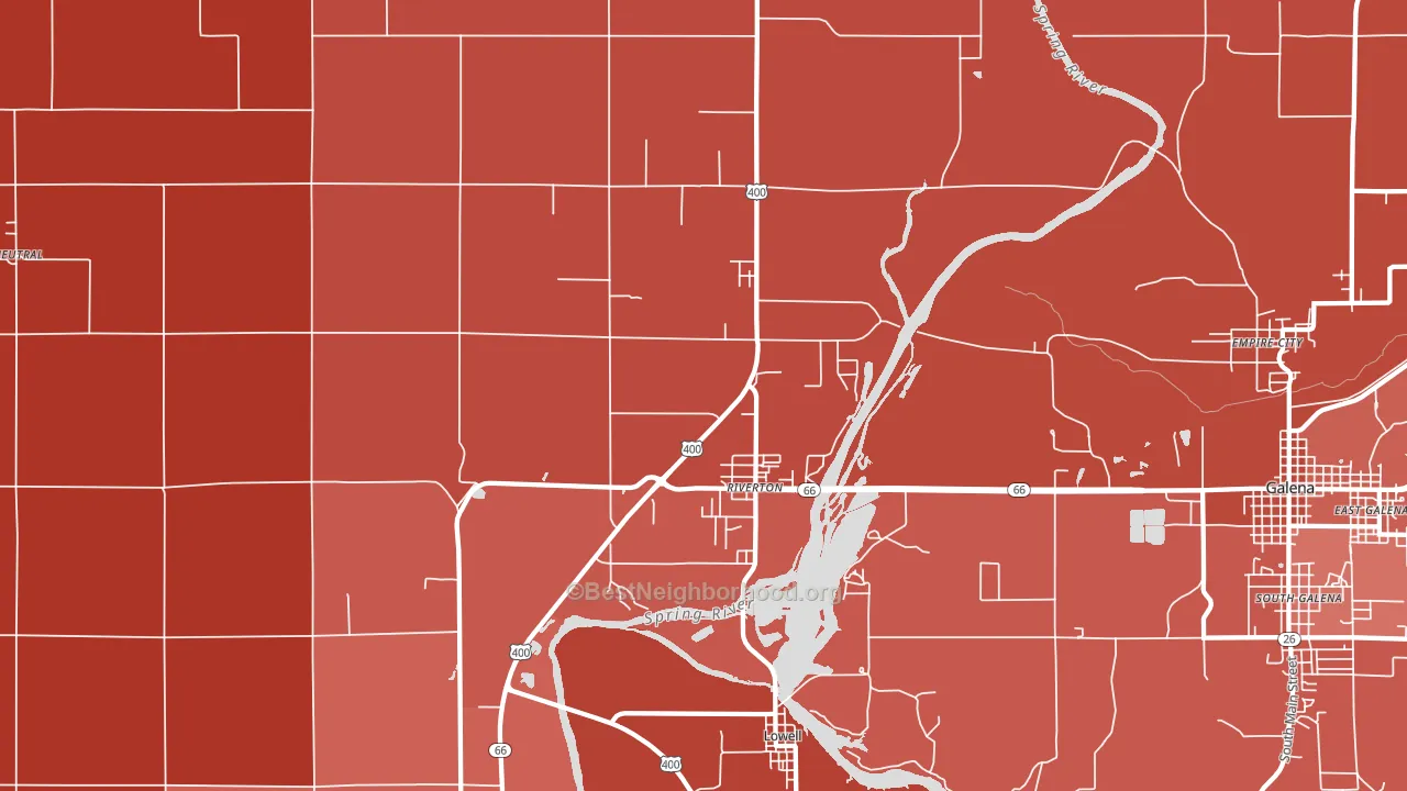 Riverton, KS block-group political-lean map