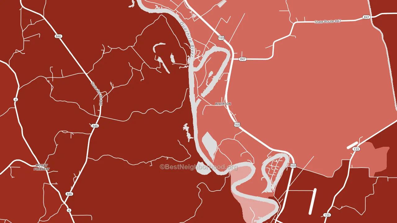 Riverton, LA block-group political-lean map