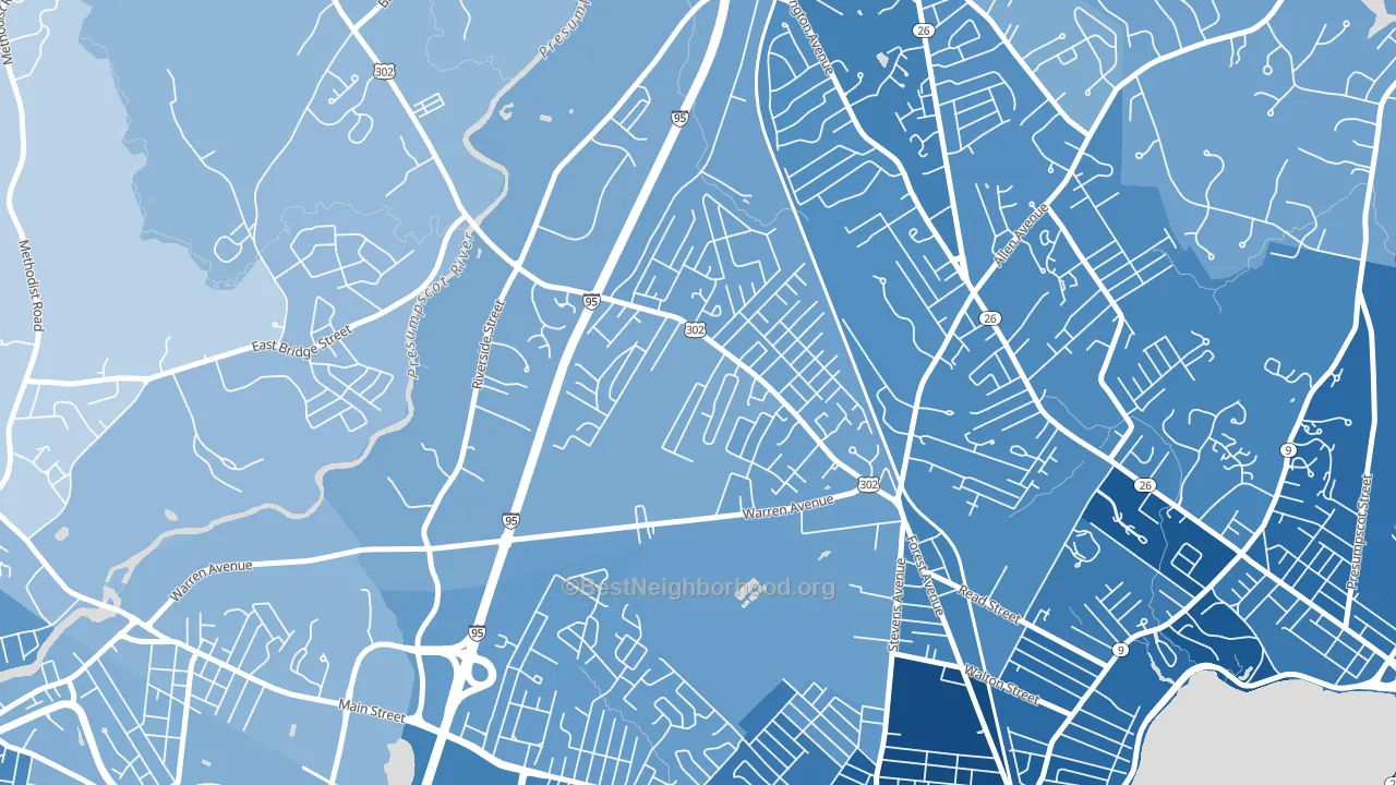 Riverton, Portland, ME block-group political-lean map