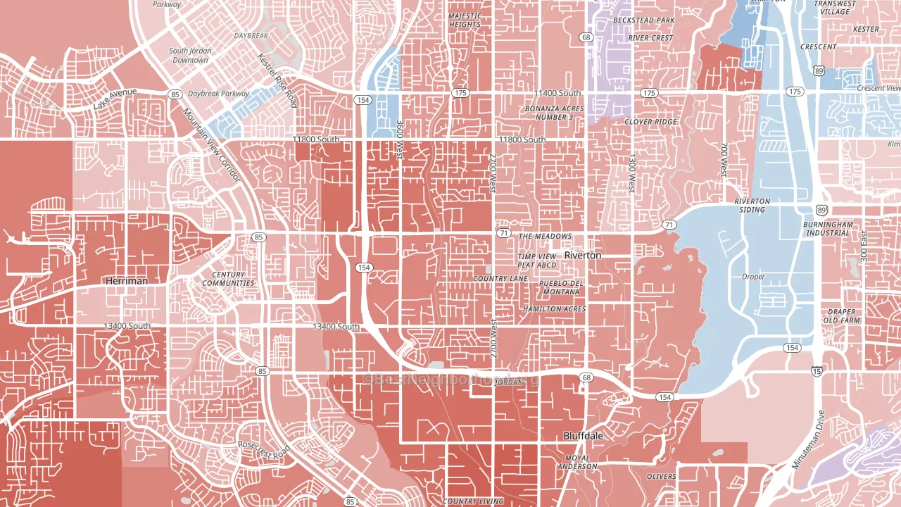 Riverton, UT block-group political-lean map
