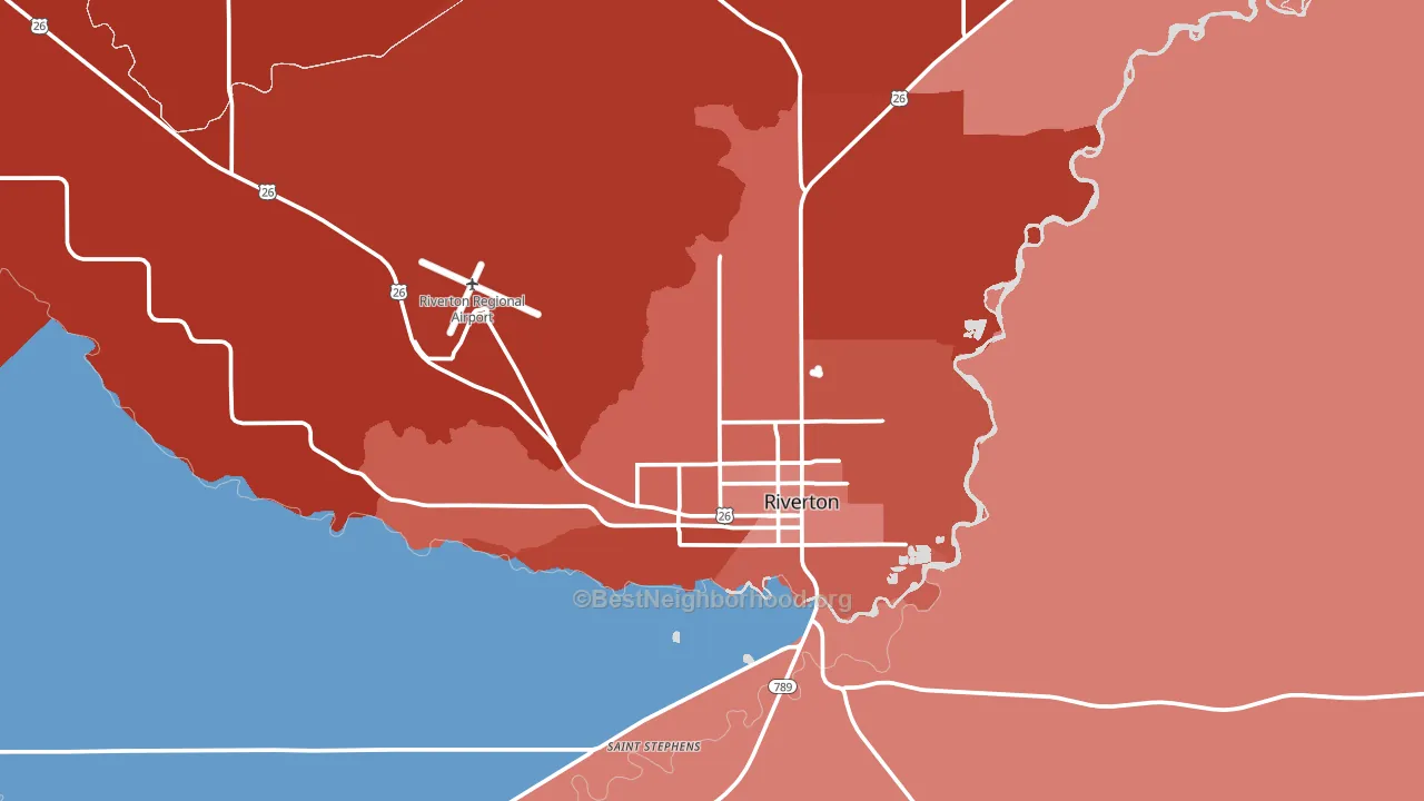 Riverton, WY block-group political-lean map