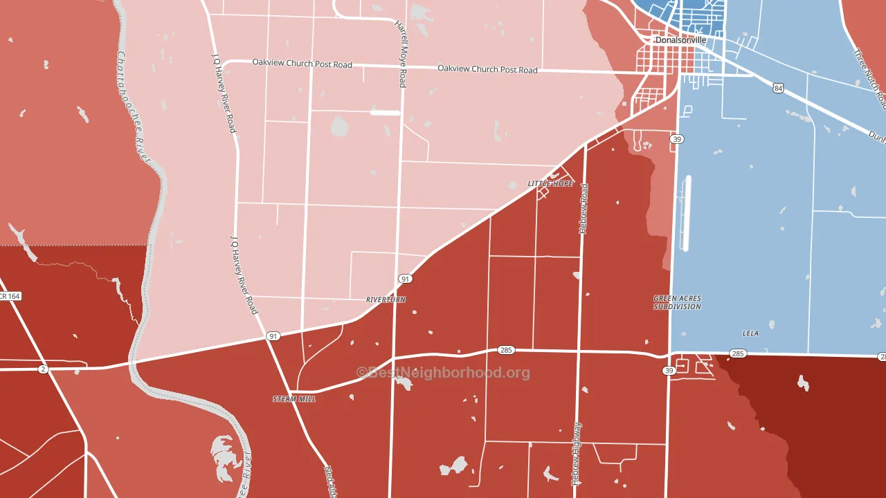 Riverturn, GA block-group political-lean map