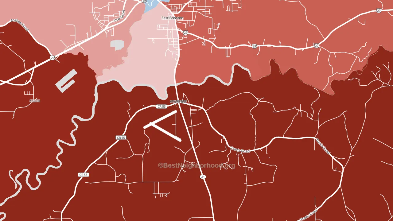 Riverview, AL block-group political-lean map