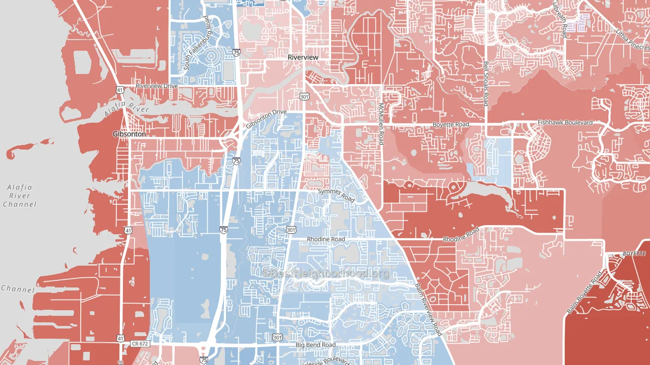 Riverview, FL block-group political-lean map