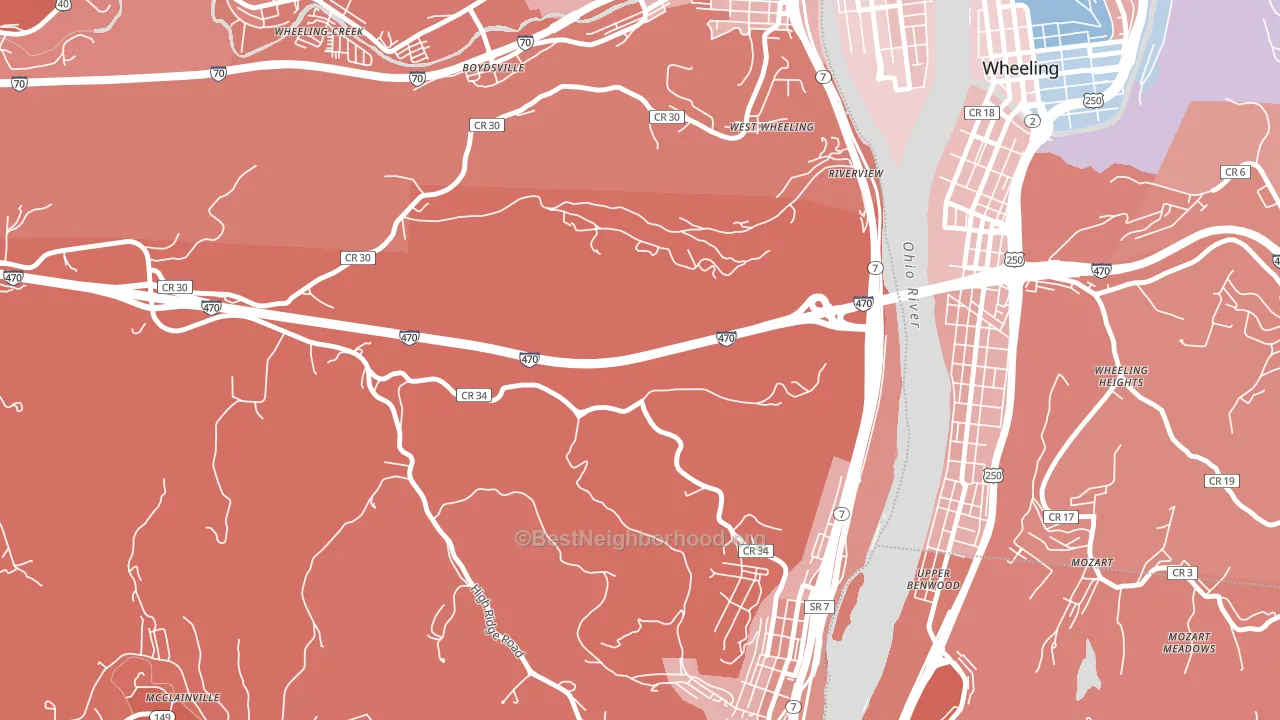 Riverview, OH block-group political-lean map