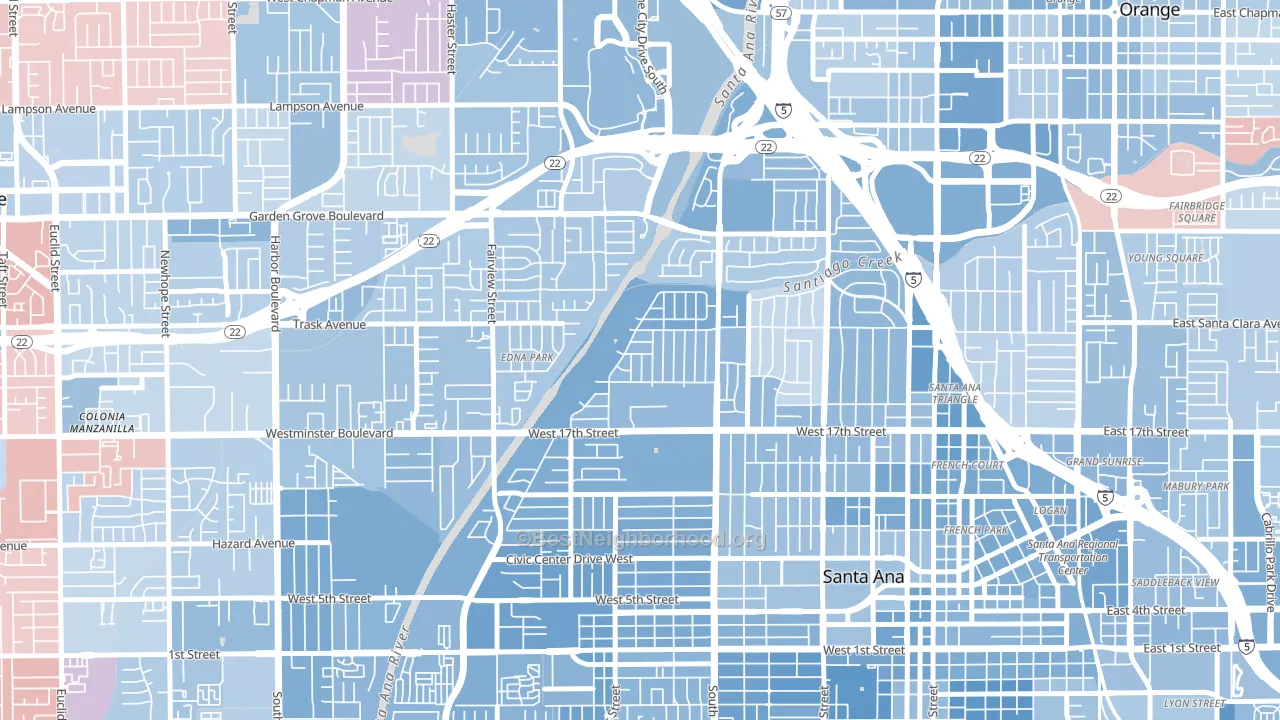 Riverview-Santa Ana, Santa Ana, CA block-group political-lean map