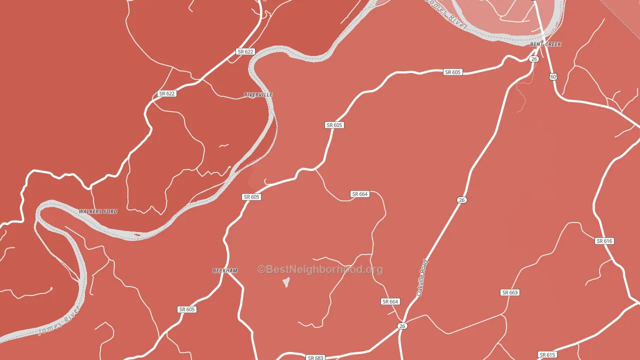 Riverville, VA block-group political-lean map
