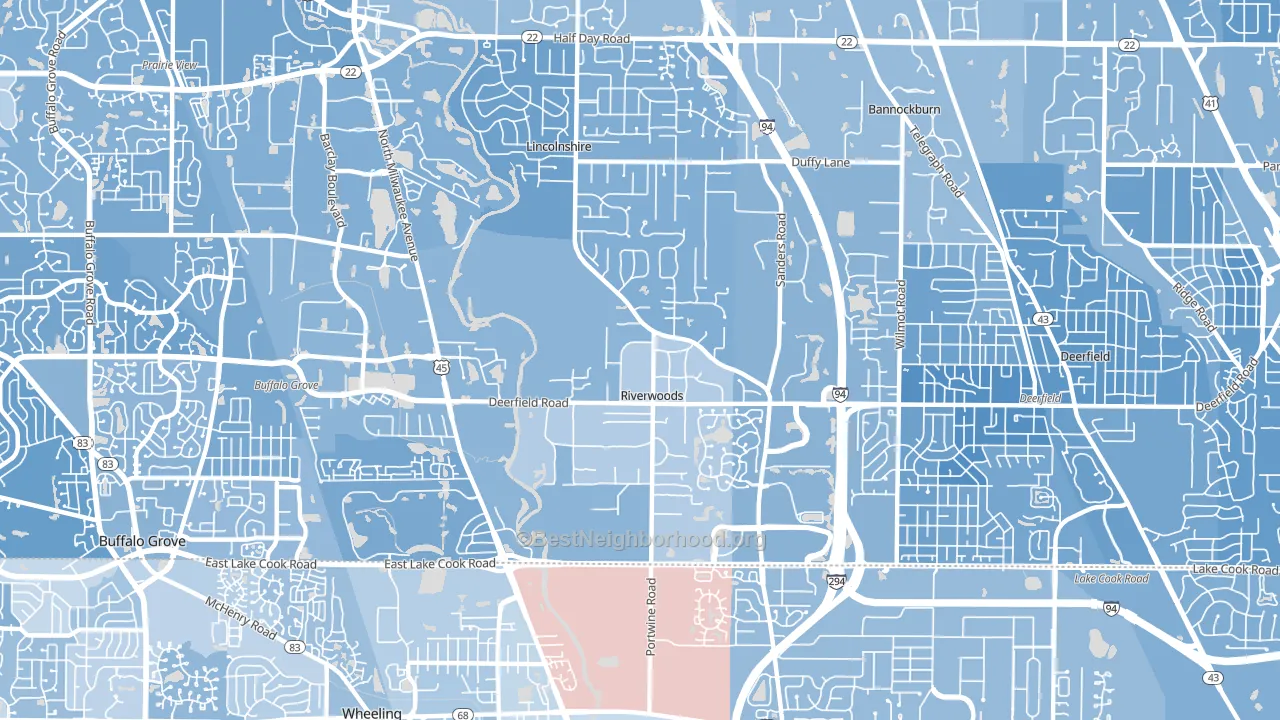 Riverwoods, IL block-group political-lean map