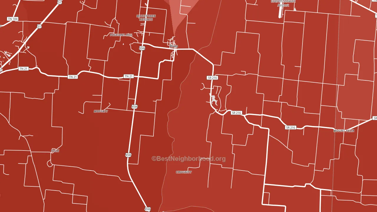 Rives, TN block-group political-lean map