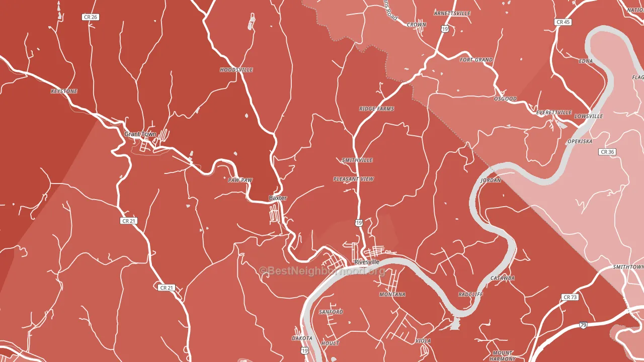 Rivesville, WV block-group political-lean map
