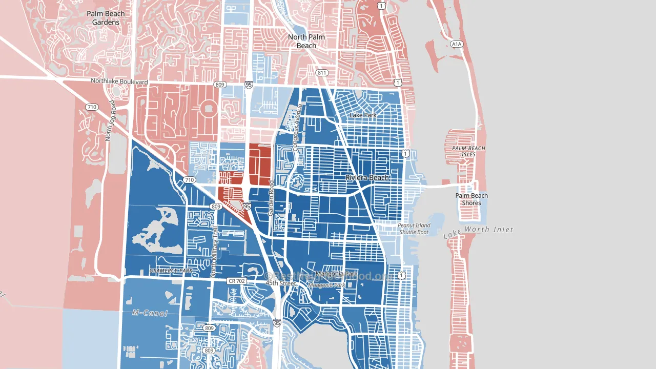 Riviera Beach, FL block-group political-lean map