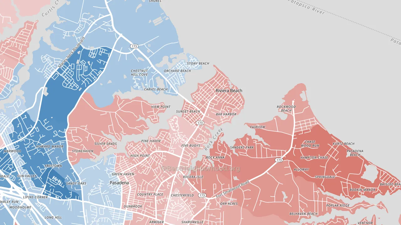 Riviera Beach, MD block-group political-lean map