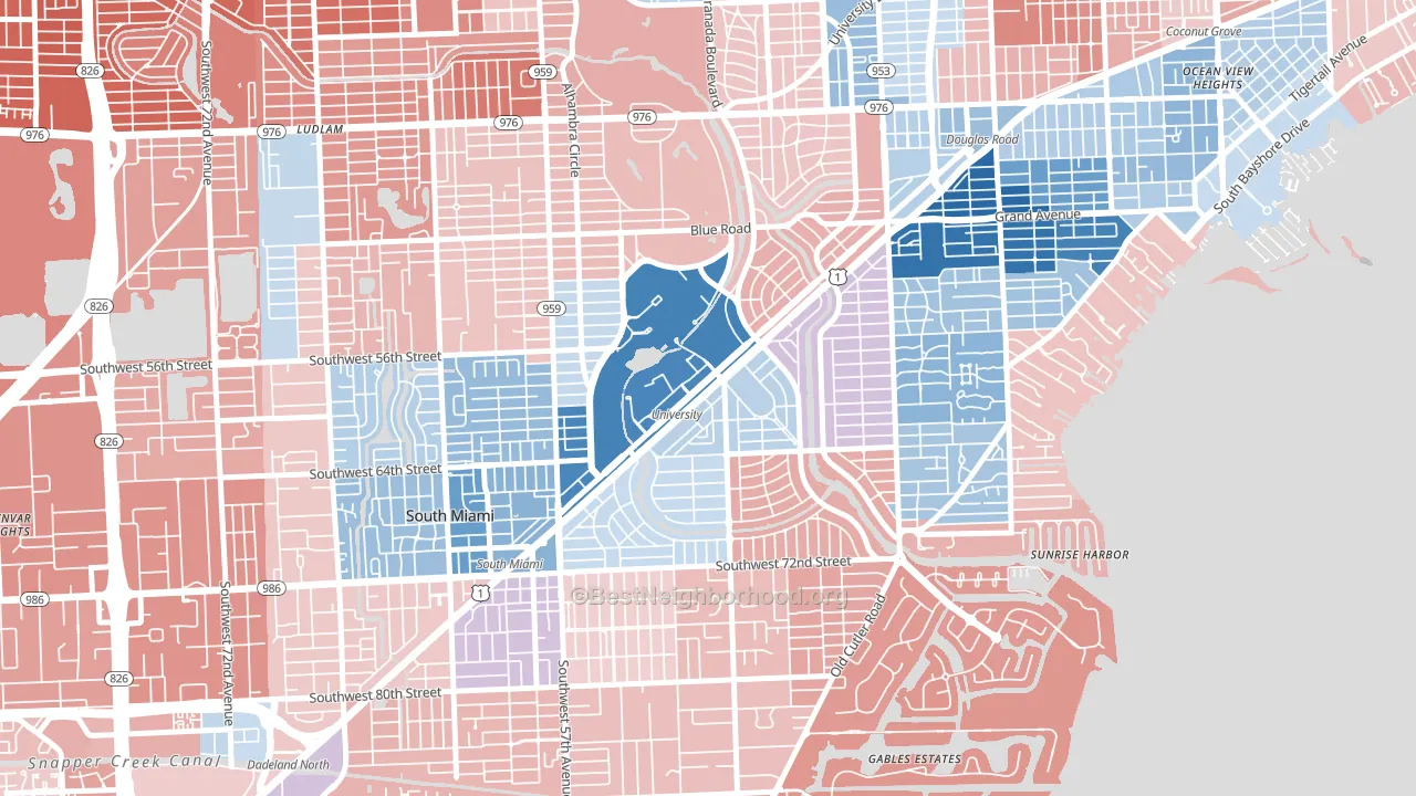 Riviera, Coral Gables, FL block-group political-lean map