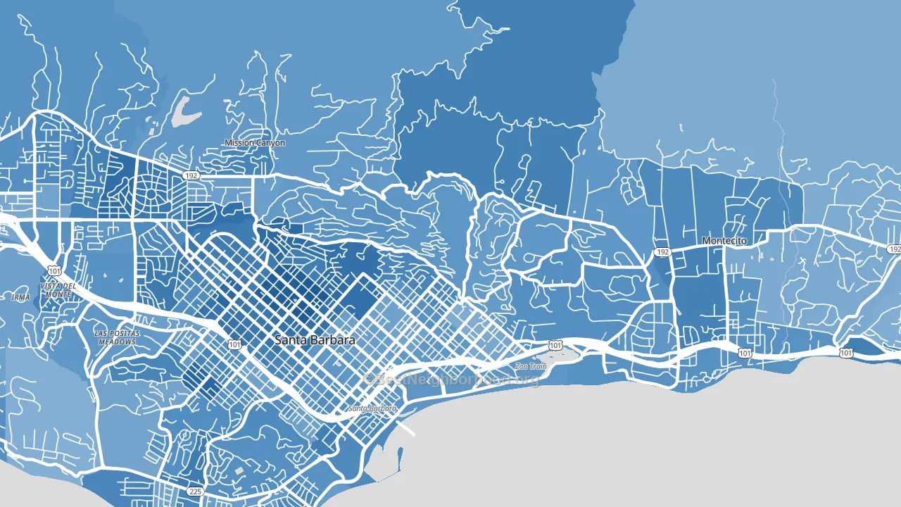 Riviera, Santa Barbara, CA block-group political-lean map