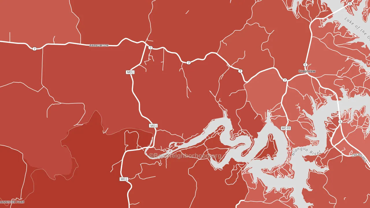 Roach, MO block-group political-lean map