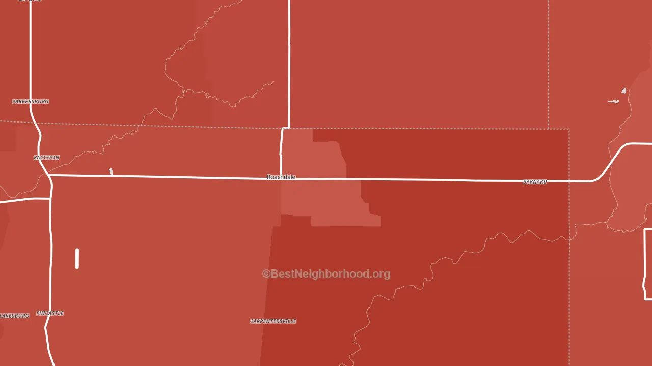 Roachdale, IN block-group political-lean map