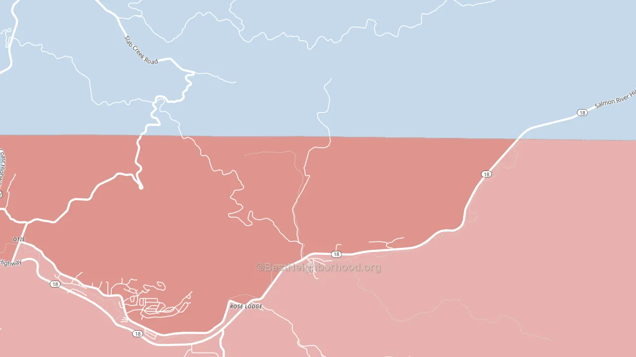 Roads End, OR block-group political-lean map