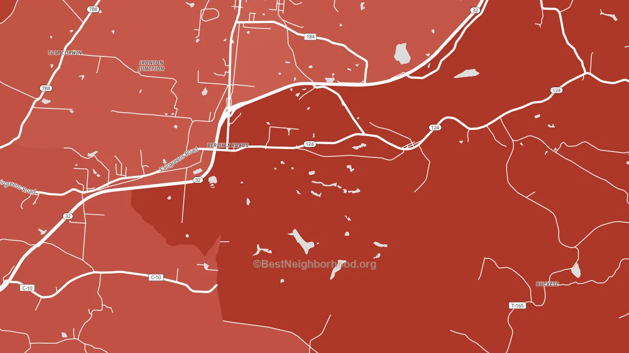 Roads, OH block-group political-lean map