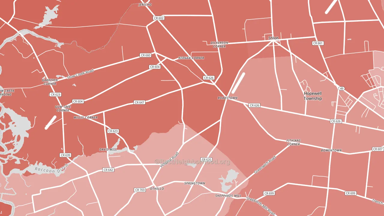 Roadstown, NJ block-group political-lean map