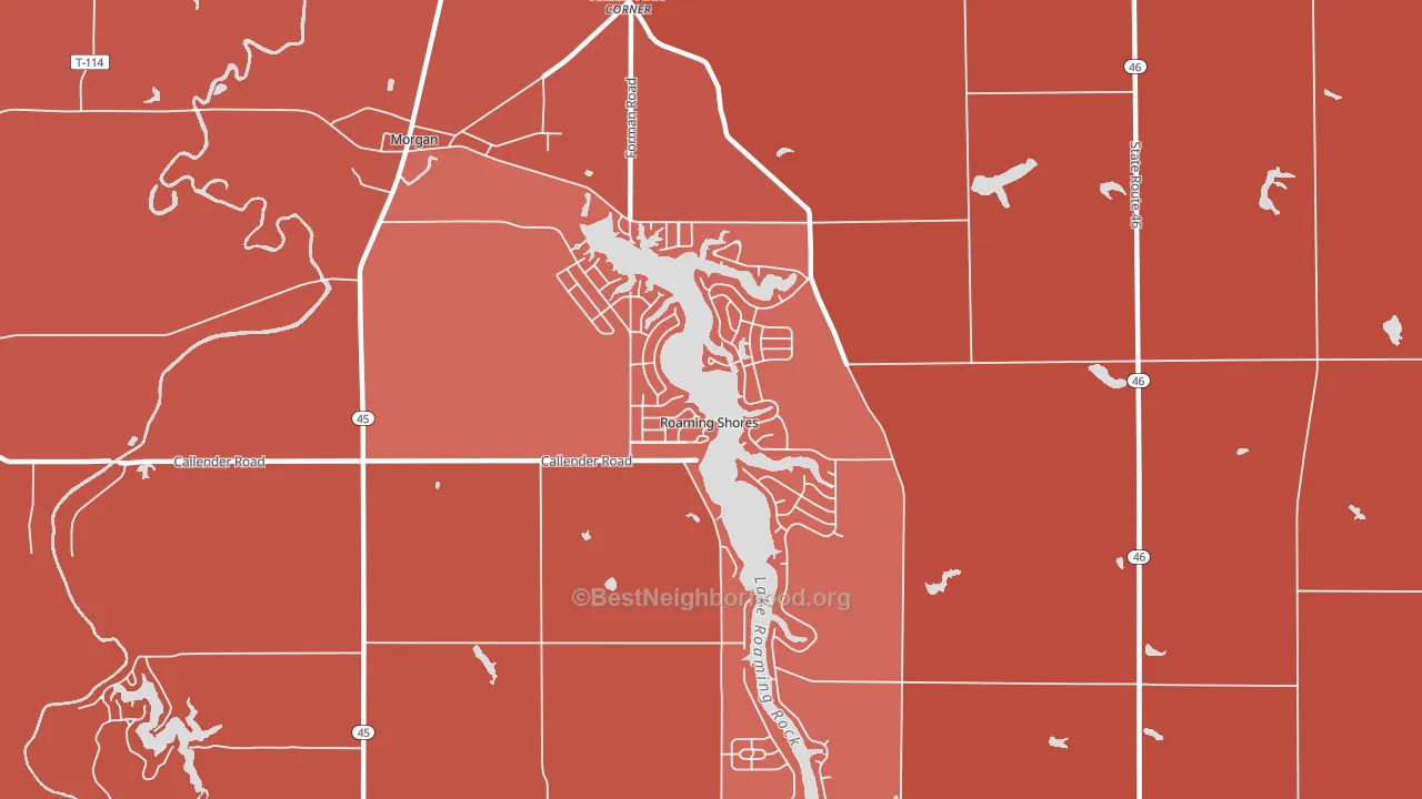 Roaming Shores, OH block-group political-lean map