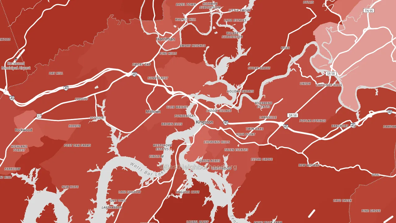 Roane County, TN block-group political-lean map