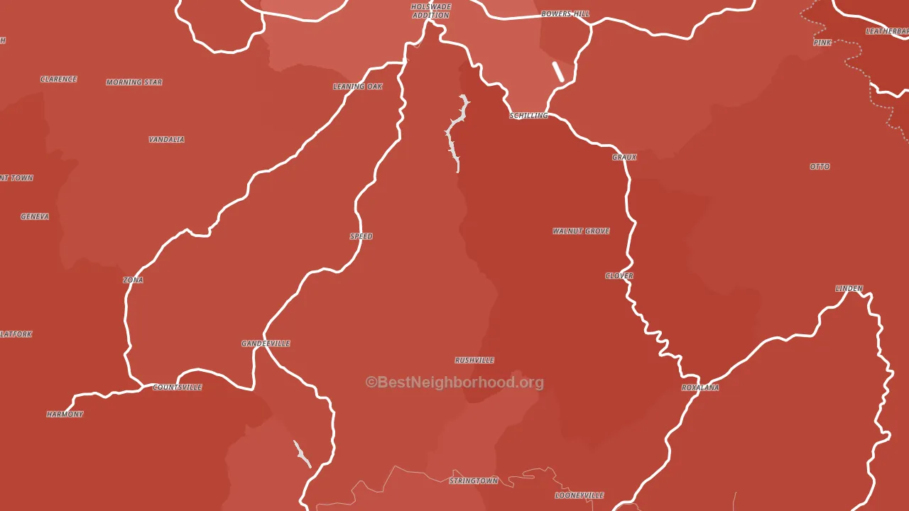 Roane County, WV block-group political-lean map