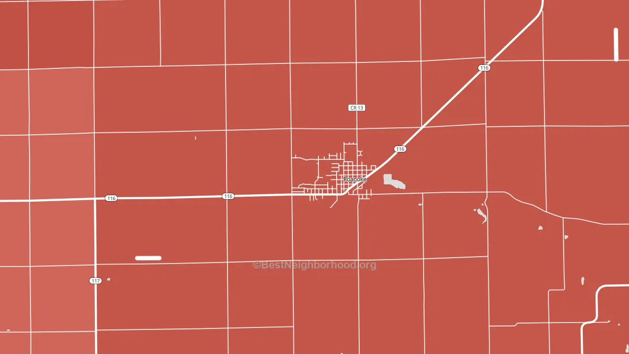 Roanoke, IL block-group political-lean map