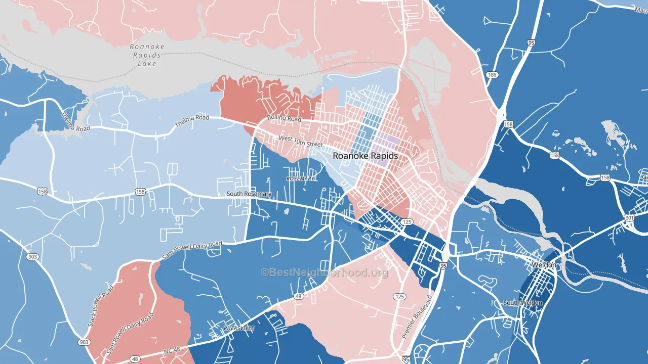 Roanoke Rapids, NC block-group political-lean map