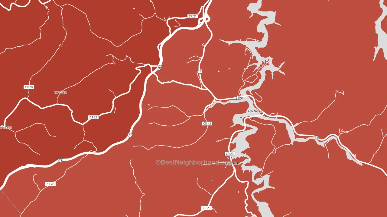 Roanoke, WV block-group political-lean map