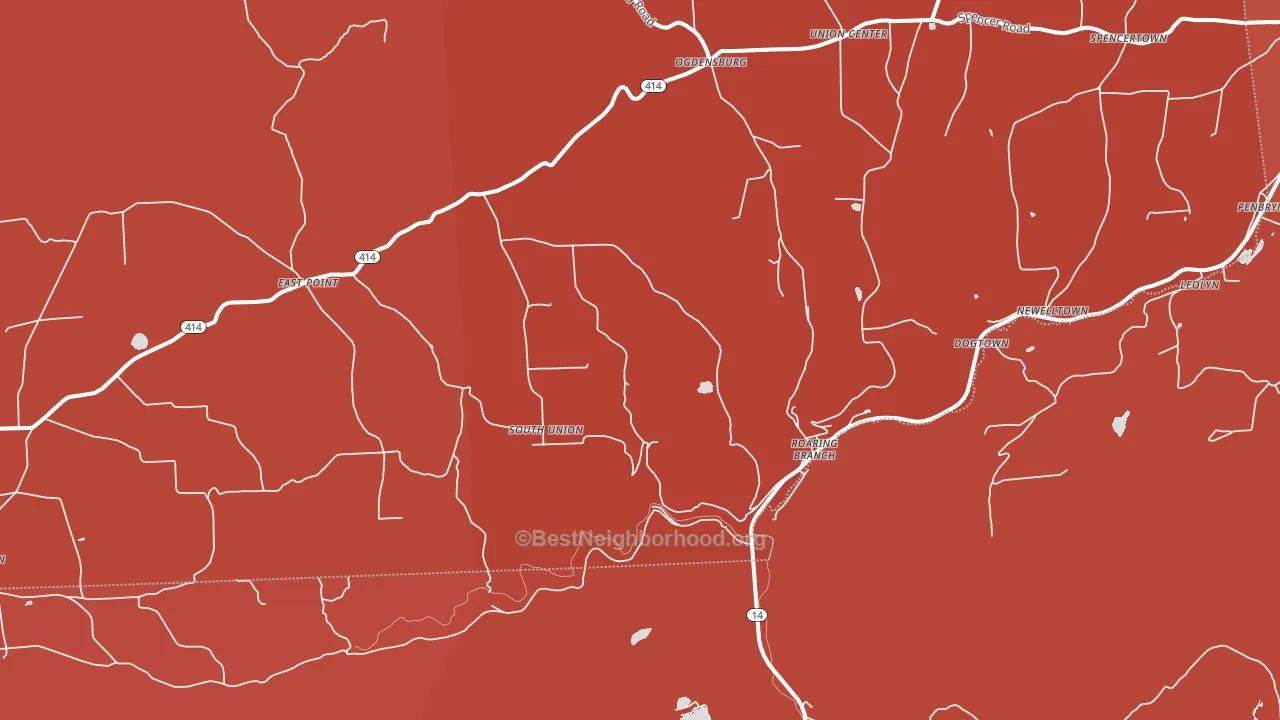 Roaring Branch, PA block-group political-lean map