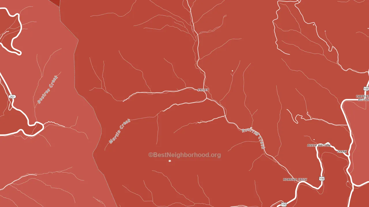 Roaring Creek, NC block-group political-lean map