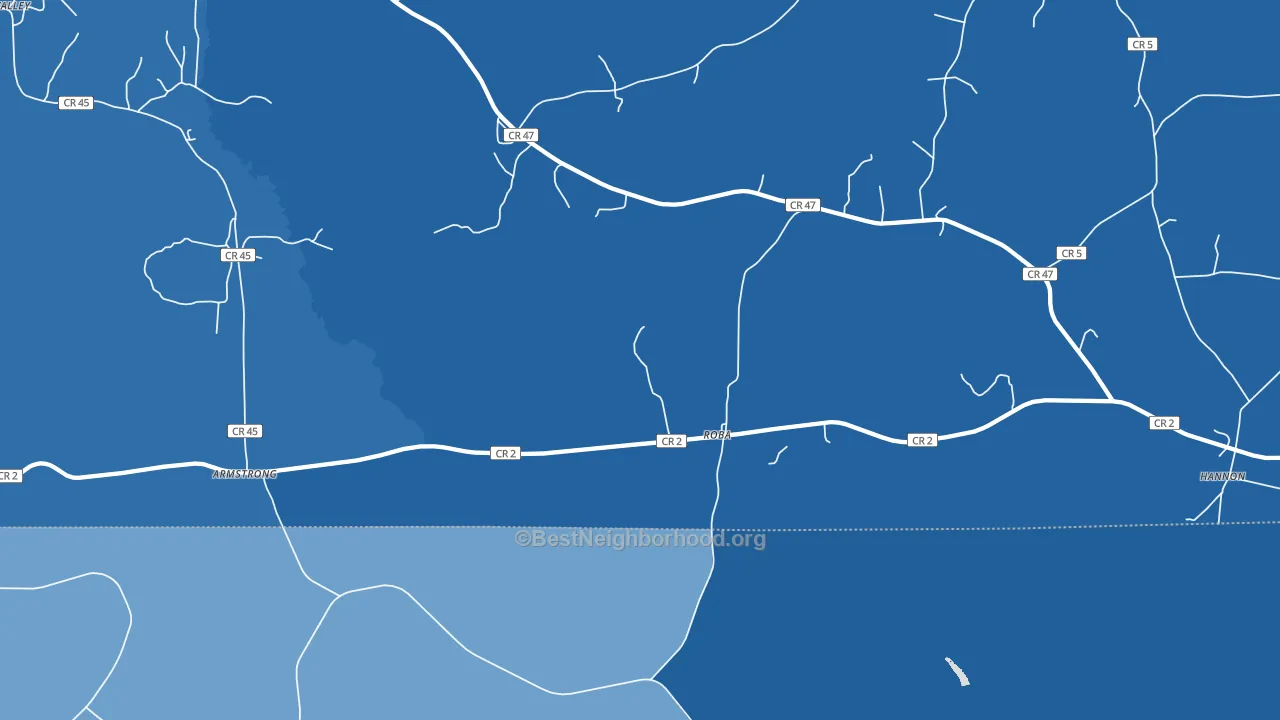 Roba, AL block-group political-lean map