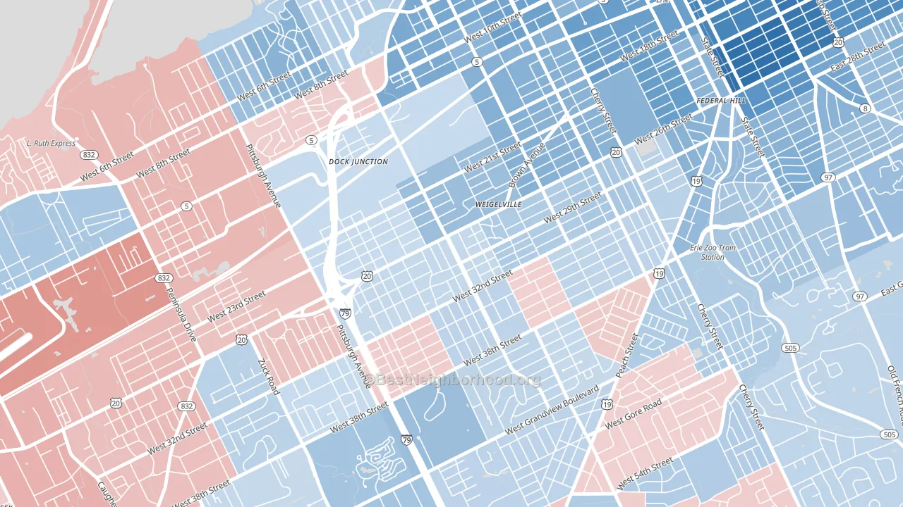 Robbins Blass, Erie, PA block-group political-lean map