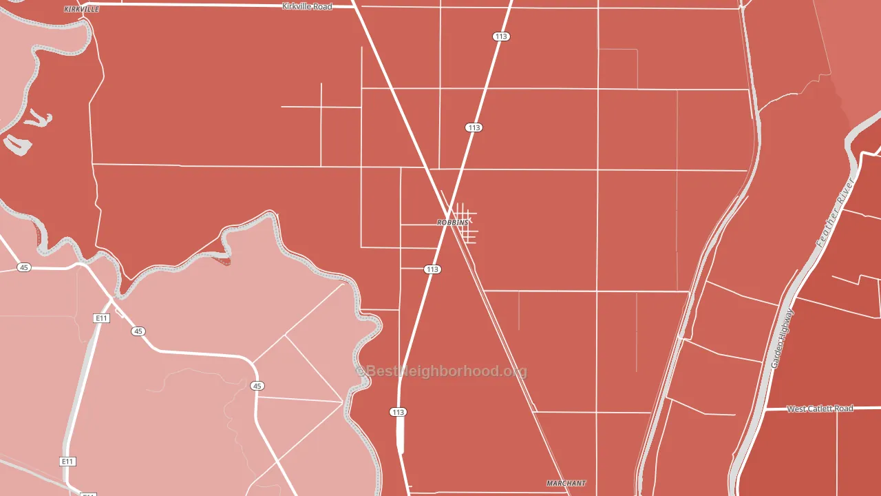 Robbins, CA block-group political-lean map