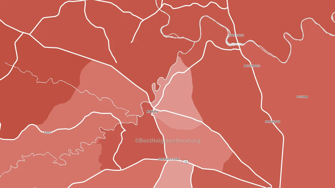 Robbins, NC block-group political-lean map