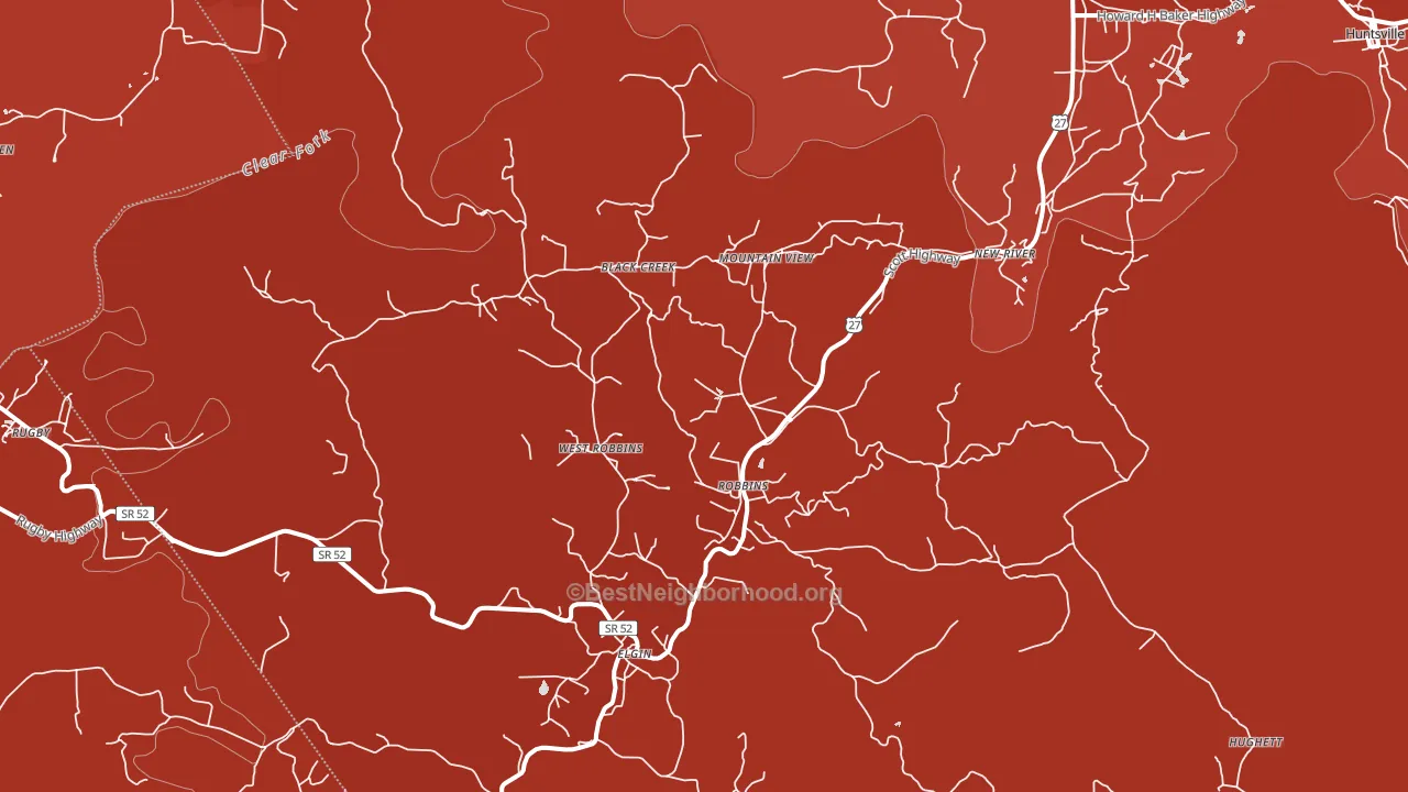 Robbins, TN block-group political-lean map