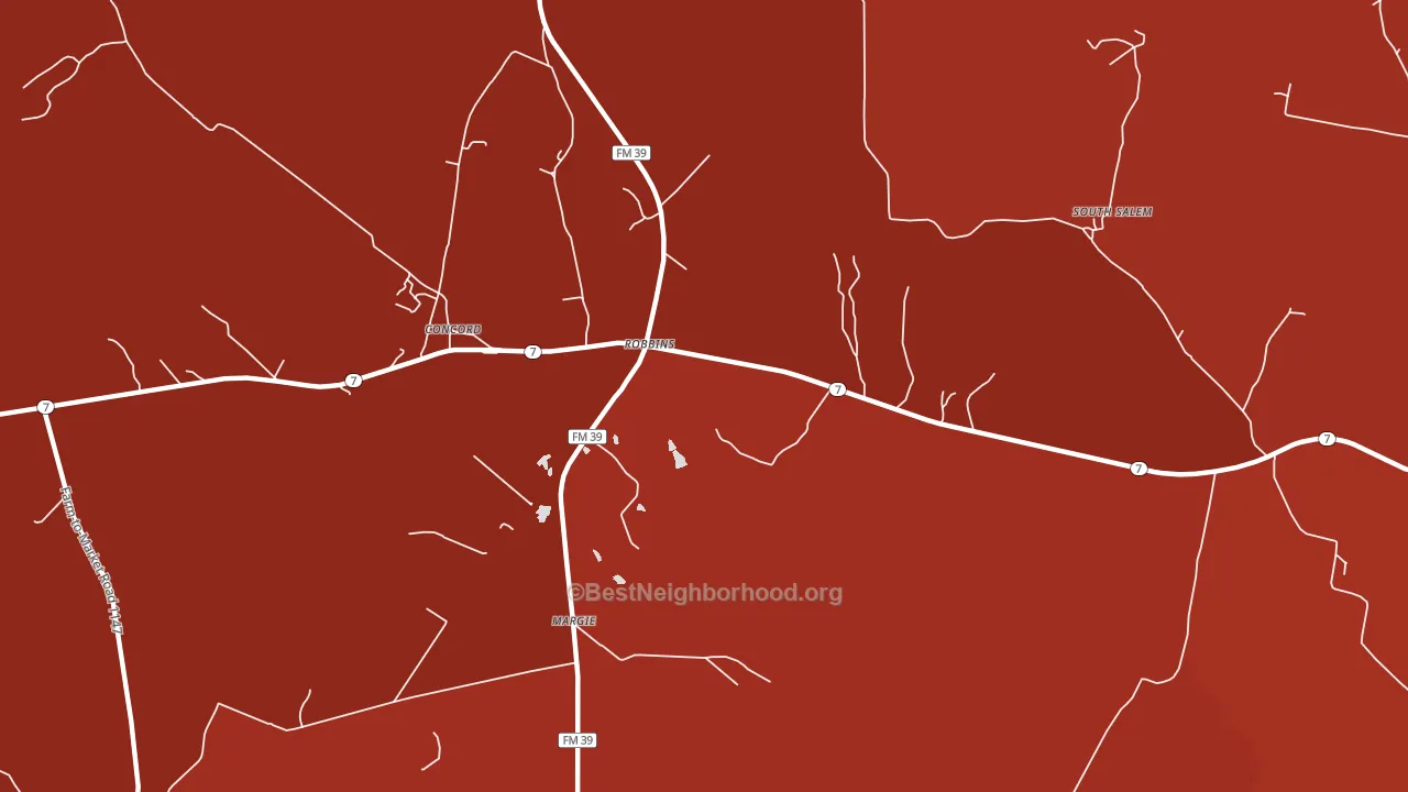 Robbins, TX block-group political-lean map
