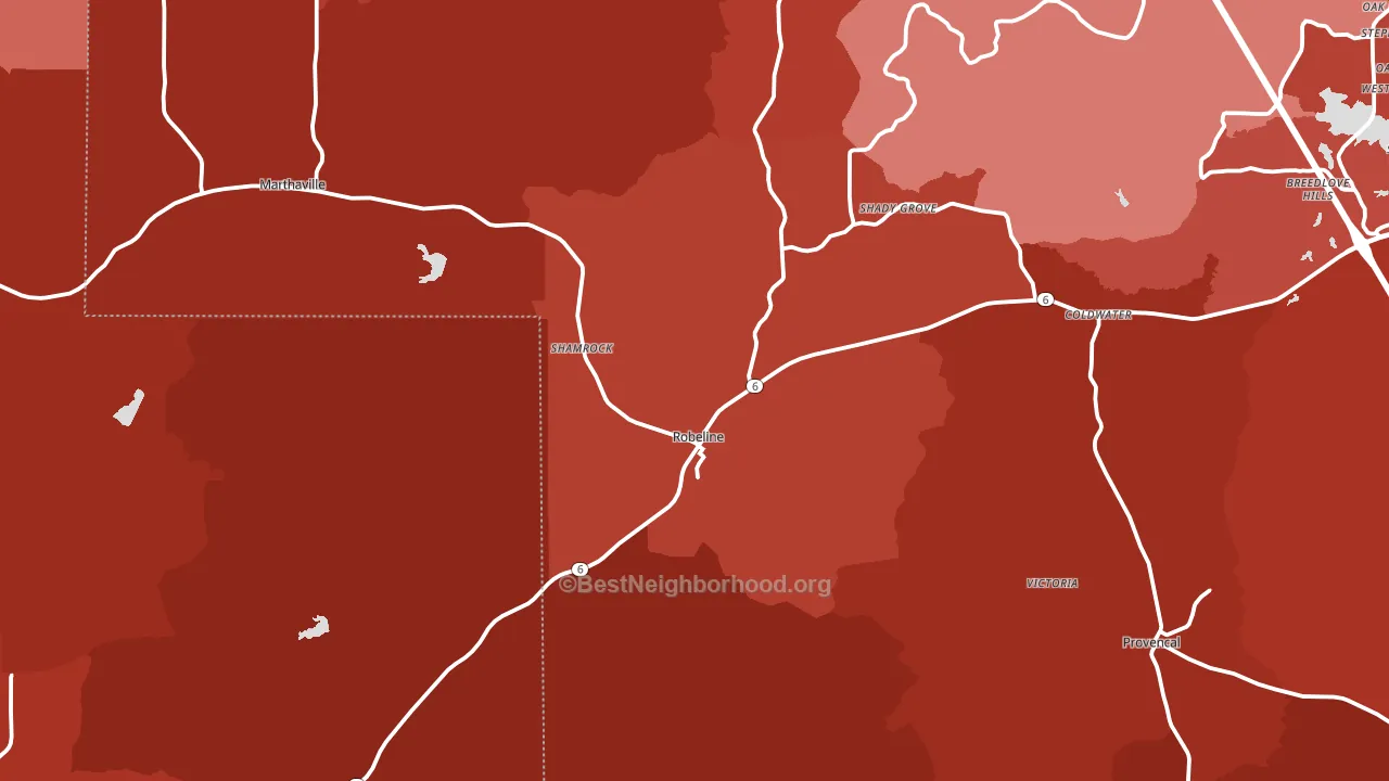 Robeline, LA block-group political-lean map