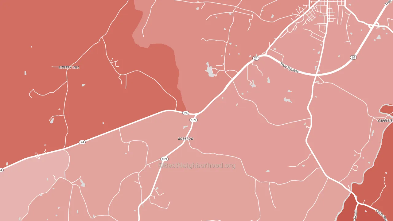 Roberdo, NC block-group political-lean map