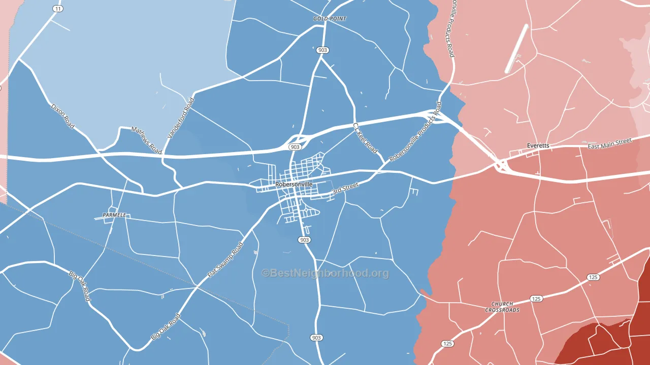 Robersonville, NC block-group political-lean map