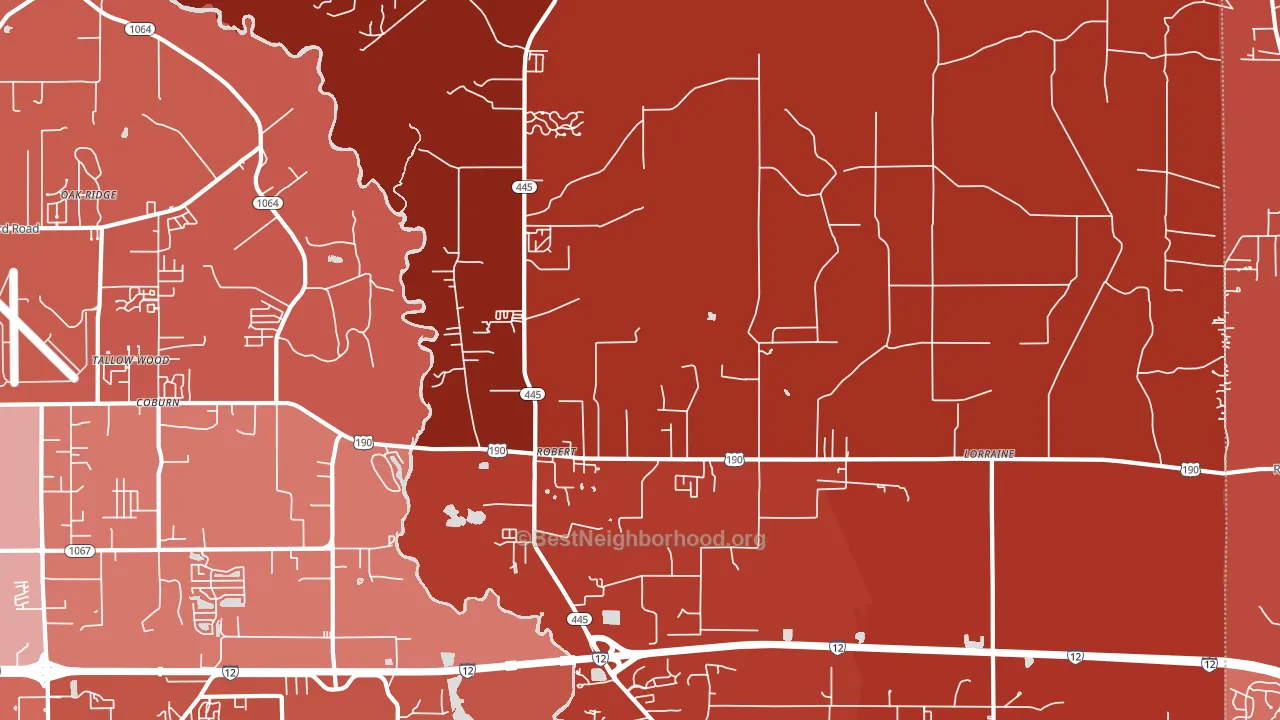 Robert, LA block-group political-lean map